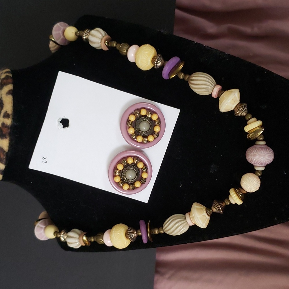 Vintage Beaded Necklace & Earrings Set